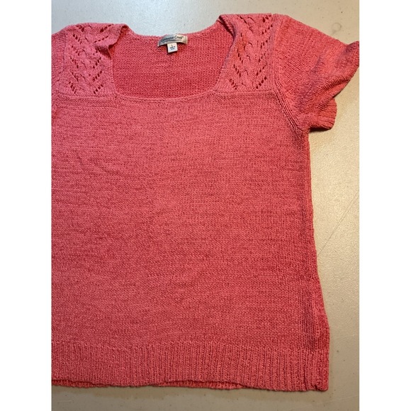 Coldwater Creek Sweaters - Coldwater Creek Womens Pink Knit Short Sleeve Square Neck Sweater Top Large